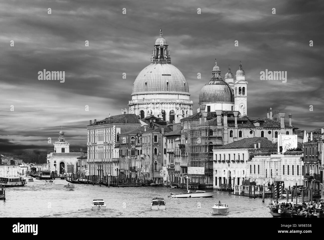 Canal Grande with Basilica Santa Maria della Salute in the Venice, Italy Stock Photo
