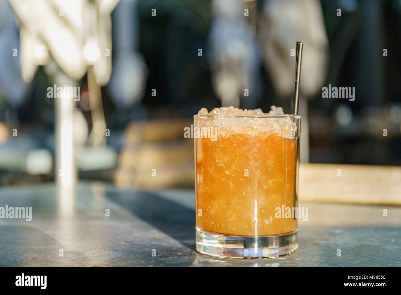 Close shot of a cup of delicious cocktail, drink at Los Angeles Stock Photo