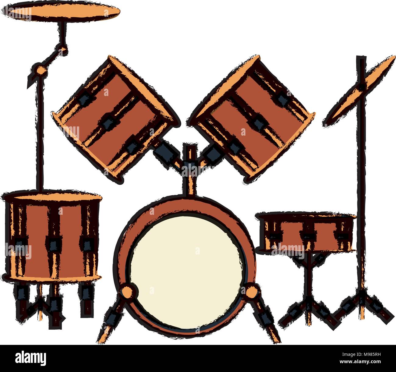 drums set instrument icon over white background, colorful design