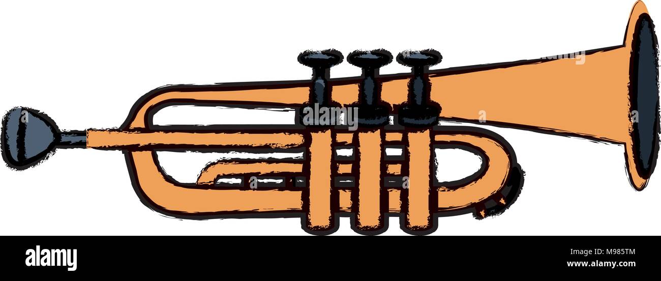 trumpet instrument icon over white background, colorful design. vector ...