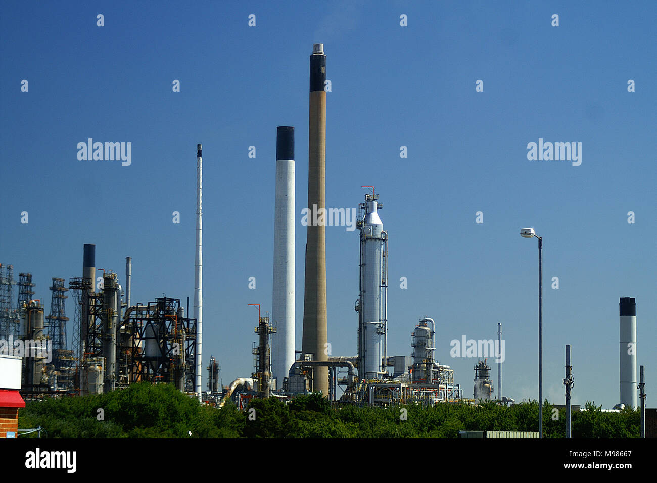 Lindsey Oil Refinery east field road,  North Killingholme, Lincolnshire, Stock Photo