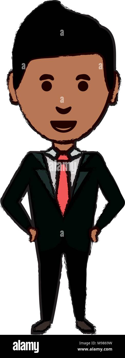 cartoon businessman icon over white background, vector illustration ...