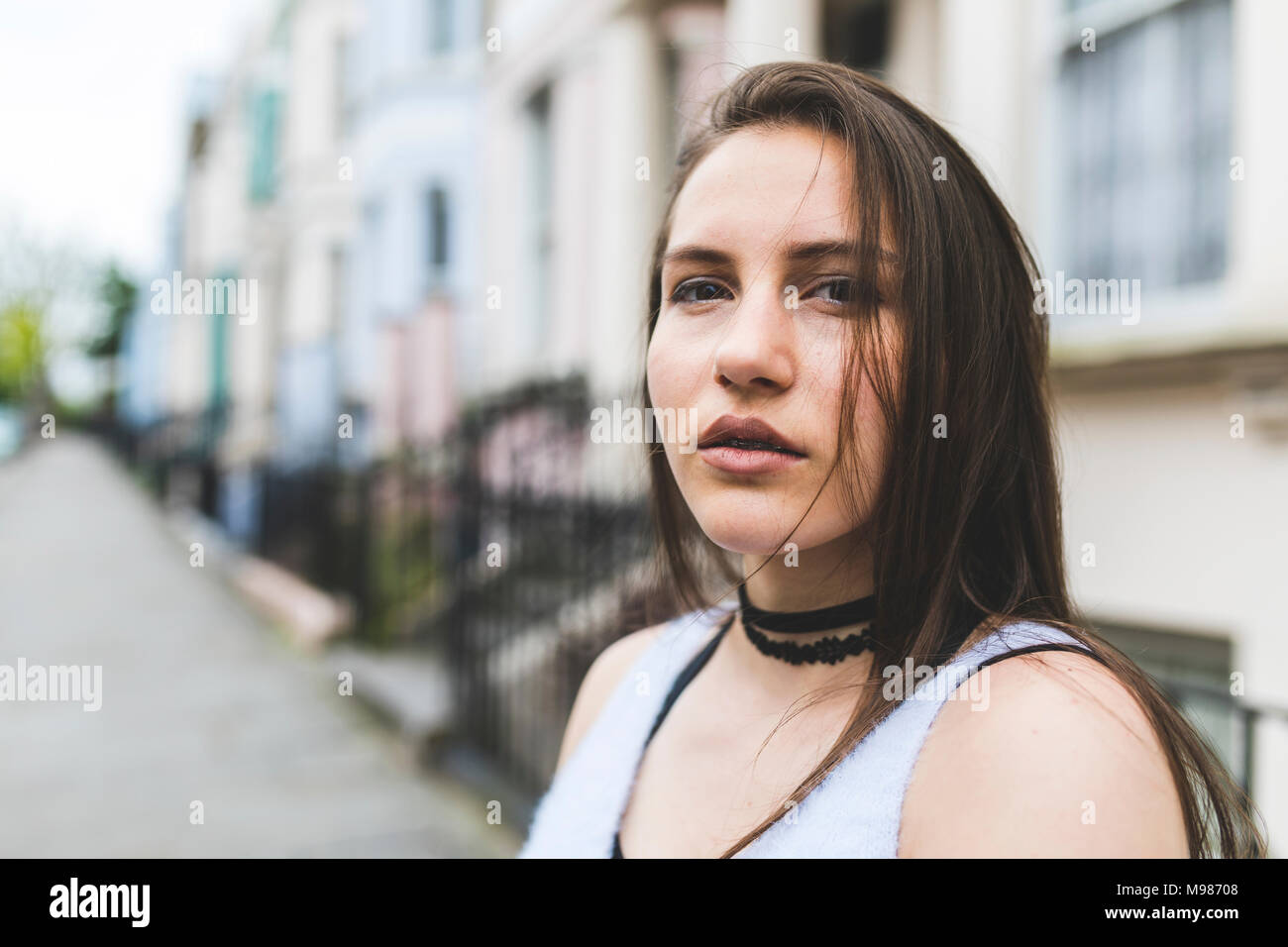 Portrait of teenage girl in the city Stock Photo