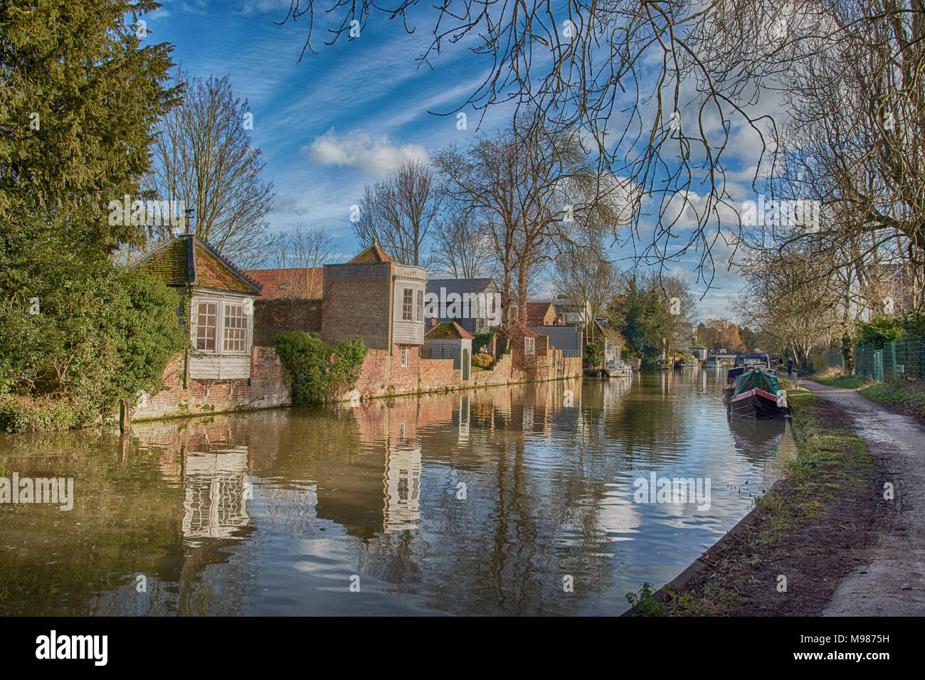 The River Lea passing through Ware, Hertfordshire, England Stock Photo