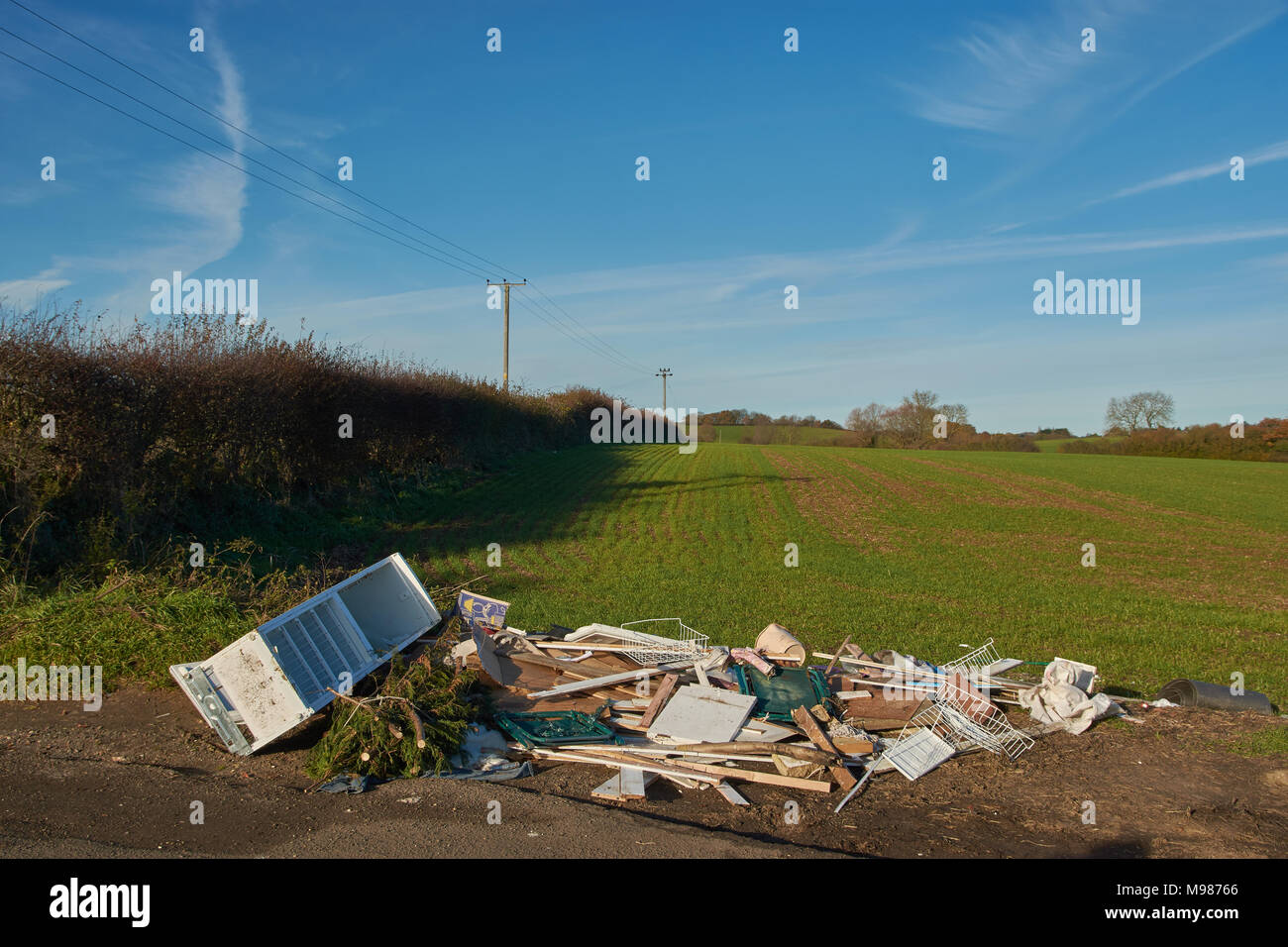 Fly Tipplng - Discarded Rubbish Stock Photo
