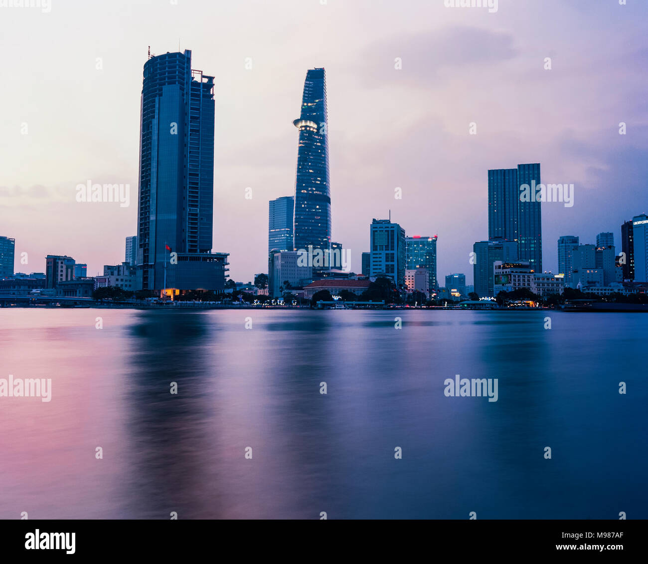 Vietnam, Ho Chi Minh City, Skyline at sunset Stock Photo
