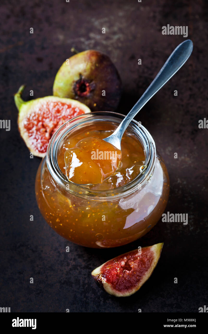 Glass of fig jam Stock Photo - Alamy