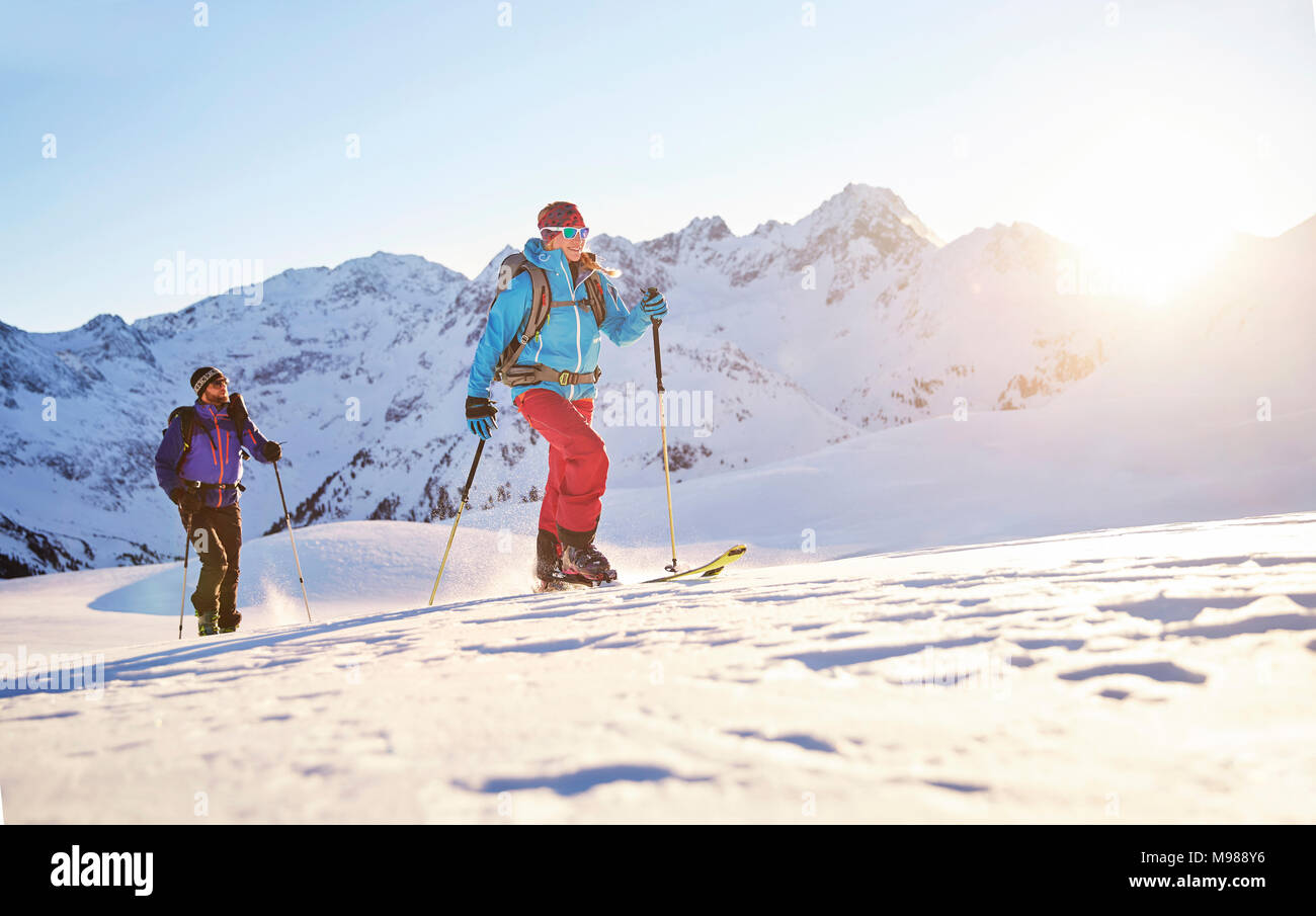 Austria, Tyrol, Kuehtai , freeride skiers on a ski tour Stock Photo