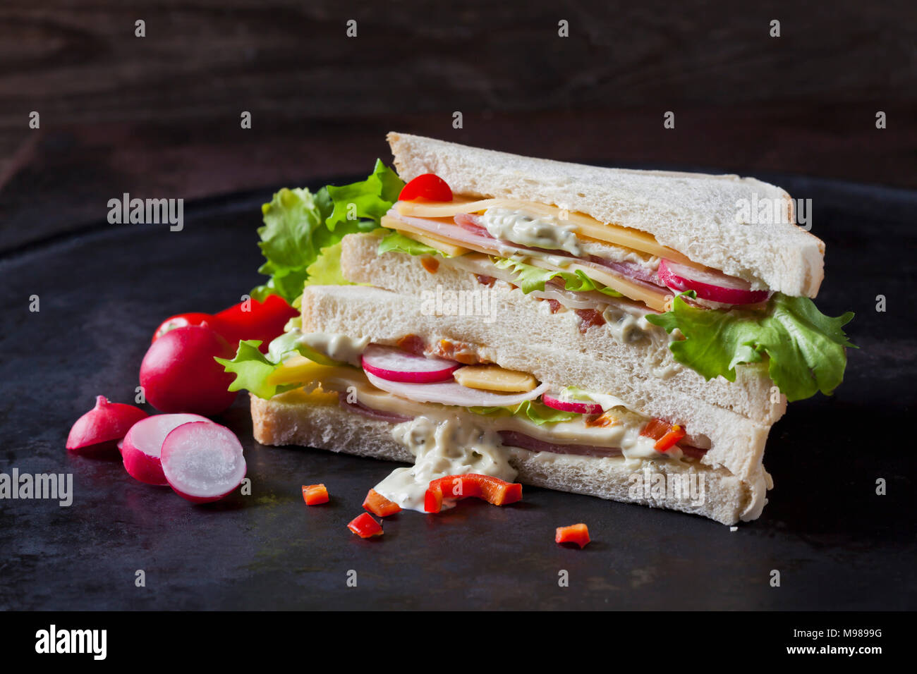 Sandwich with ham and cheese Stock Photo