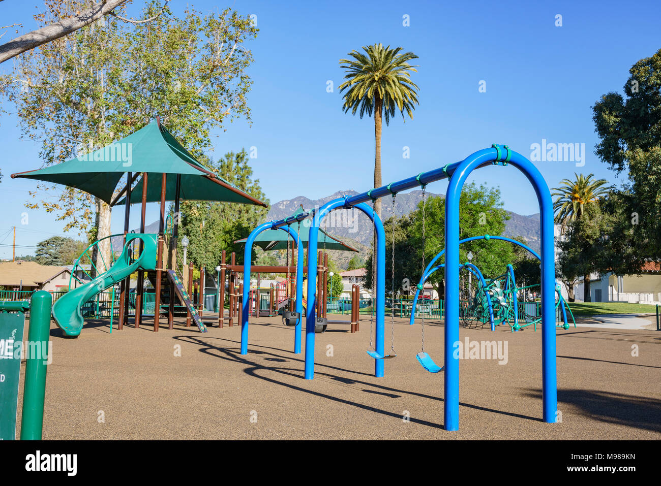 Playground near Library Park at Monrovia, Los Angeles, California Stock