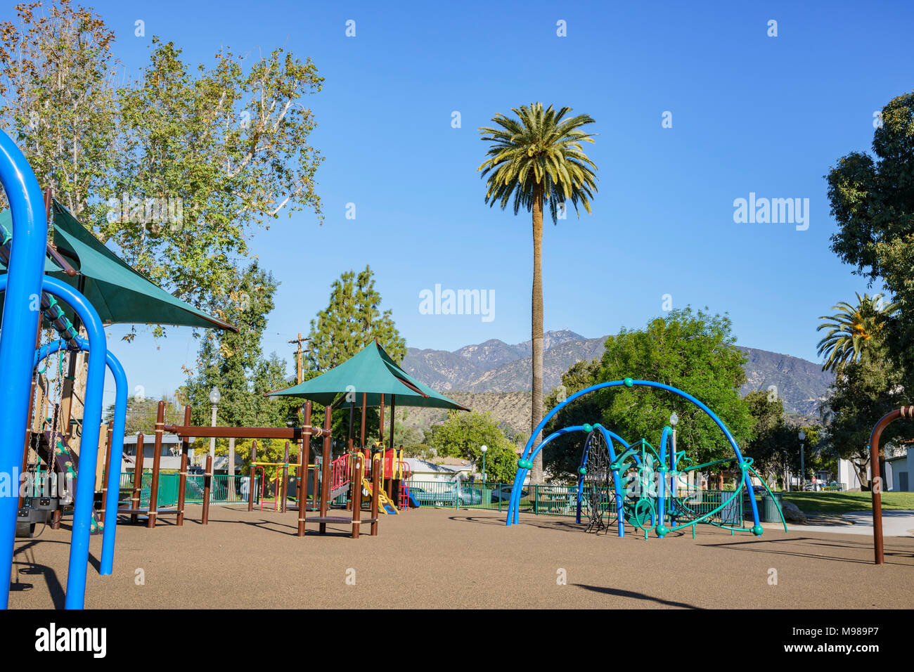 Playground near Library Park at Monrovia, Los Angeles, California Stock