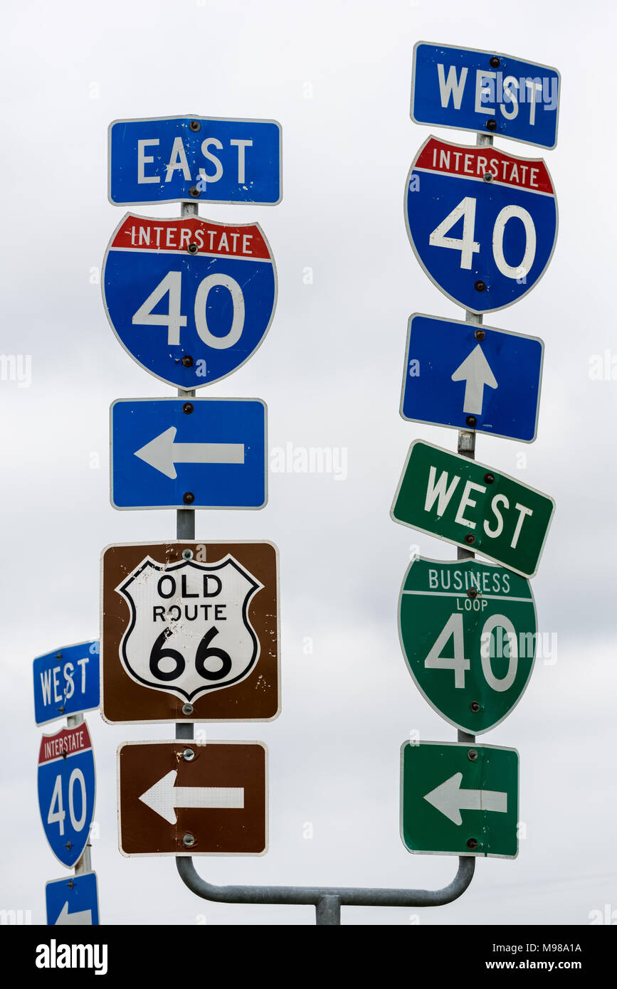 Directions To The Interstate Interstate Highway Directions East/West. Old Route 66 Stock Photo - Alamy