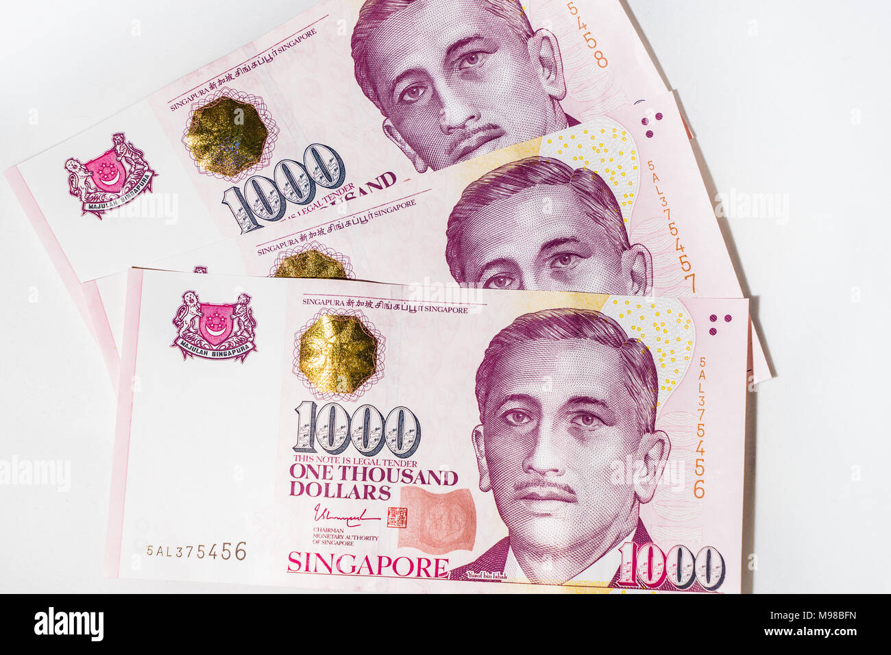 Singapore Dollar Isolated, Banknote Singapore on White background, The