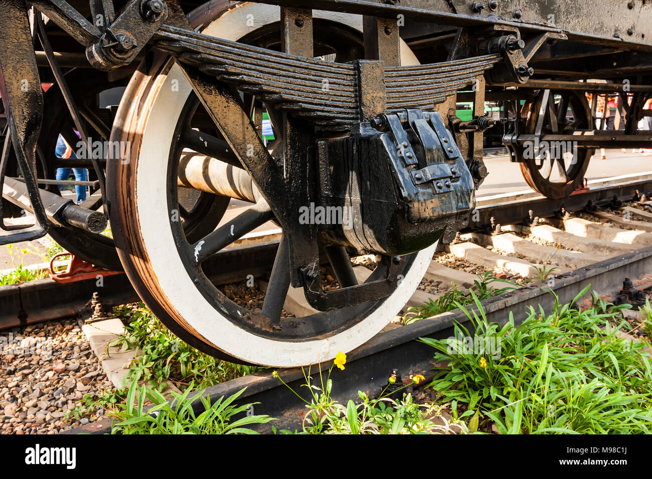 Old Soviet locomotive wheels close Stock Photo - Alamy