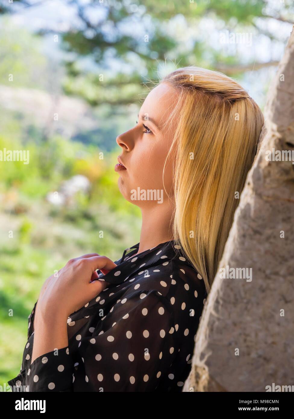 Teen Girl Side View Face Blond Hair Single Solo Teen Girl Side View Face Blond Hair Single Solo