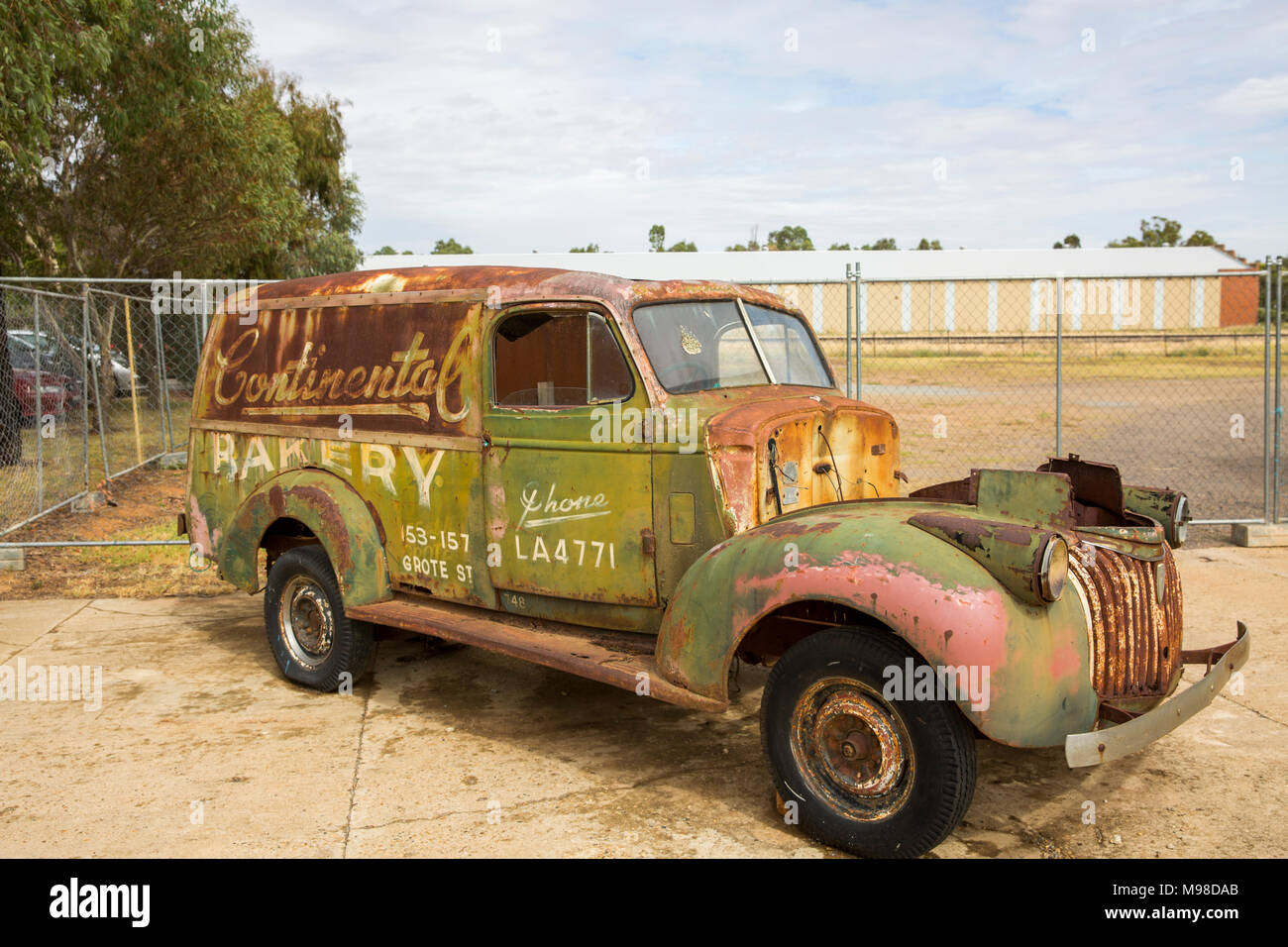 Gasworks vintage car and van garage in Junee, regional new south wales,Australia Stock Photo