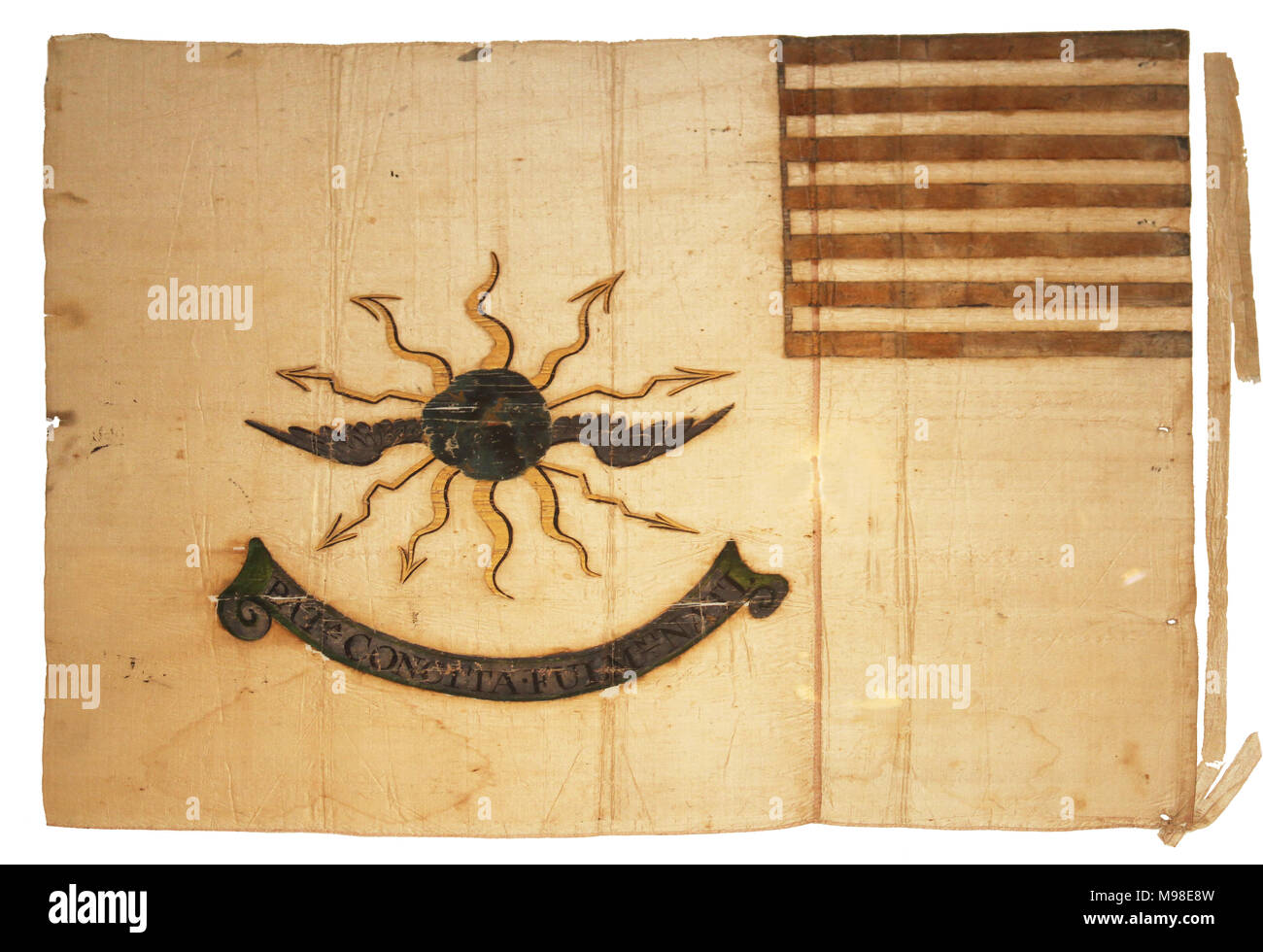 American Revolution. Painted silk Troop Standard of the 2nd Continental Light Dragoons circa 1776-1784. Smithsonian Institute Stock Photo