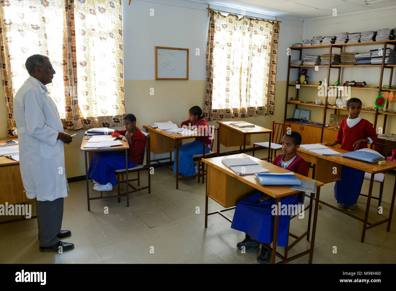 ETHIOPIA, Amhara, Gondar, school for blind children / AETHIOPIEN, Amhara, Gonder, Schule fuer blinde Kinder Stock Photo