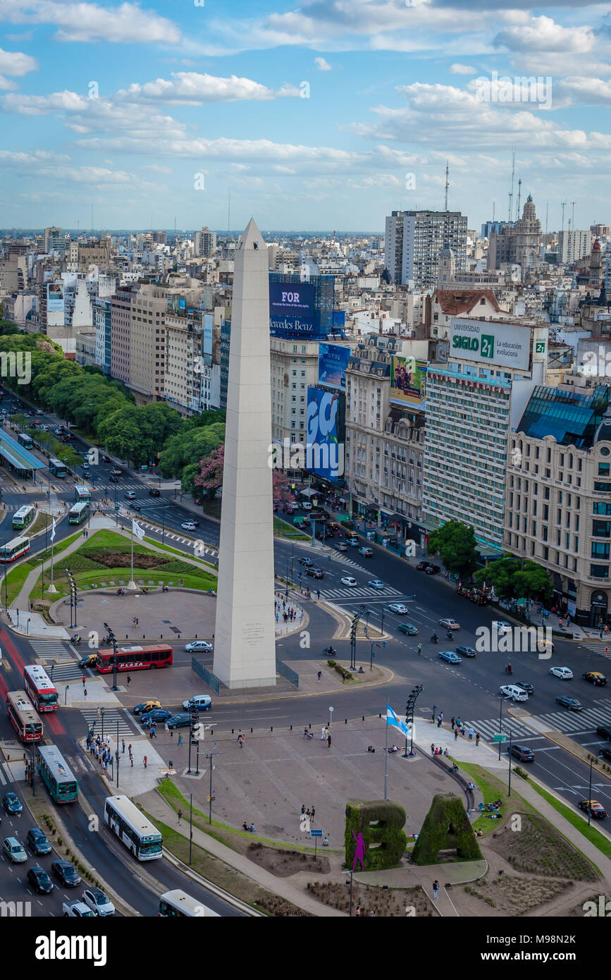 The Obelisco in Avenida 9 de Julio, Buenos Aires. Argentina Stock Photo