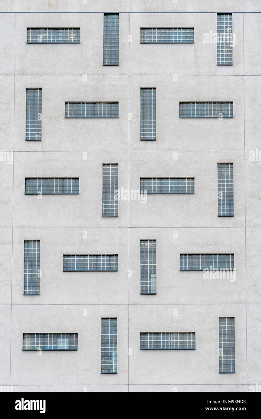 Abstract window pattern in an unknown block of flats in Plymouth, Devon. Room with a view concept, home ownership, working from home, UK Covid WFH. Stock Photo