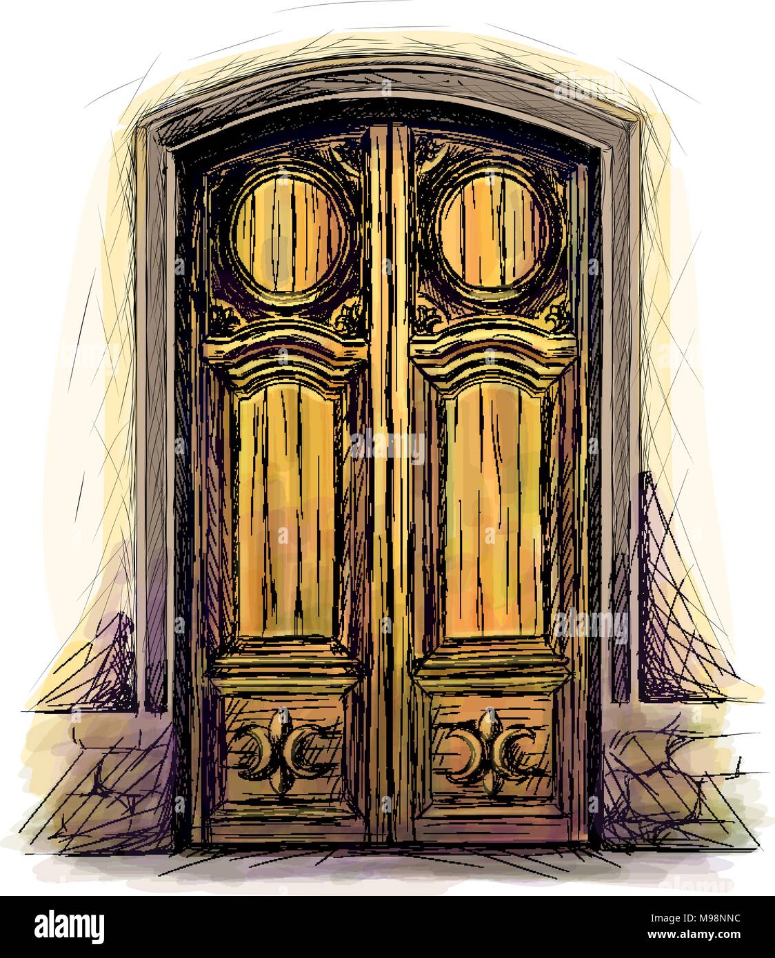 Wooden Door Drawing