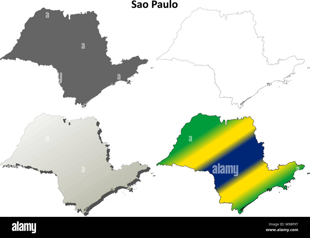 Sao Paulo blank outline map set Stock Vector