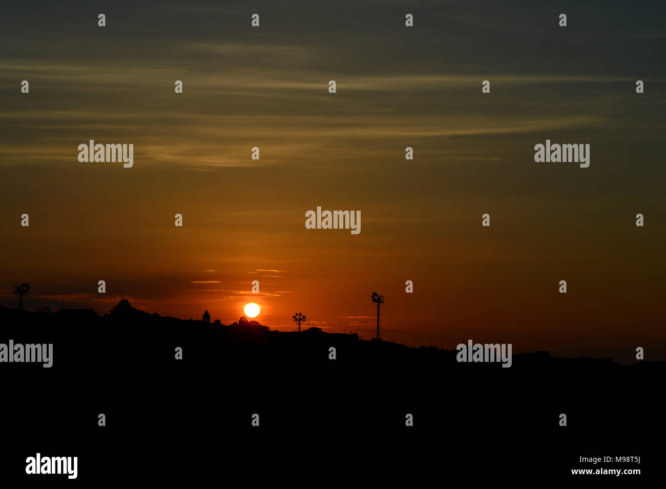 Mazzarino, Caltanissetta, Sicily, Italy, Sunrise, Landscape Stock Photo