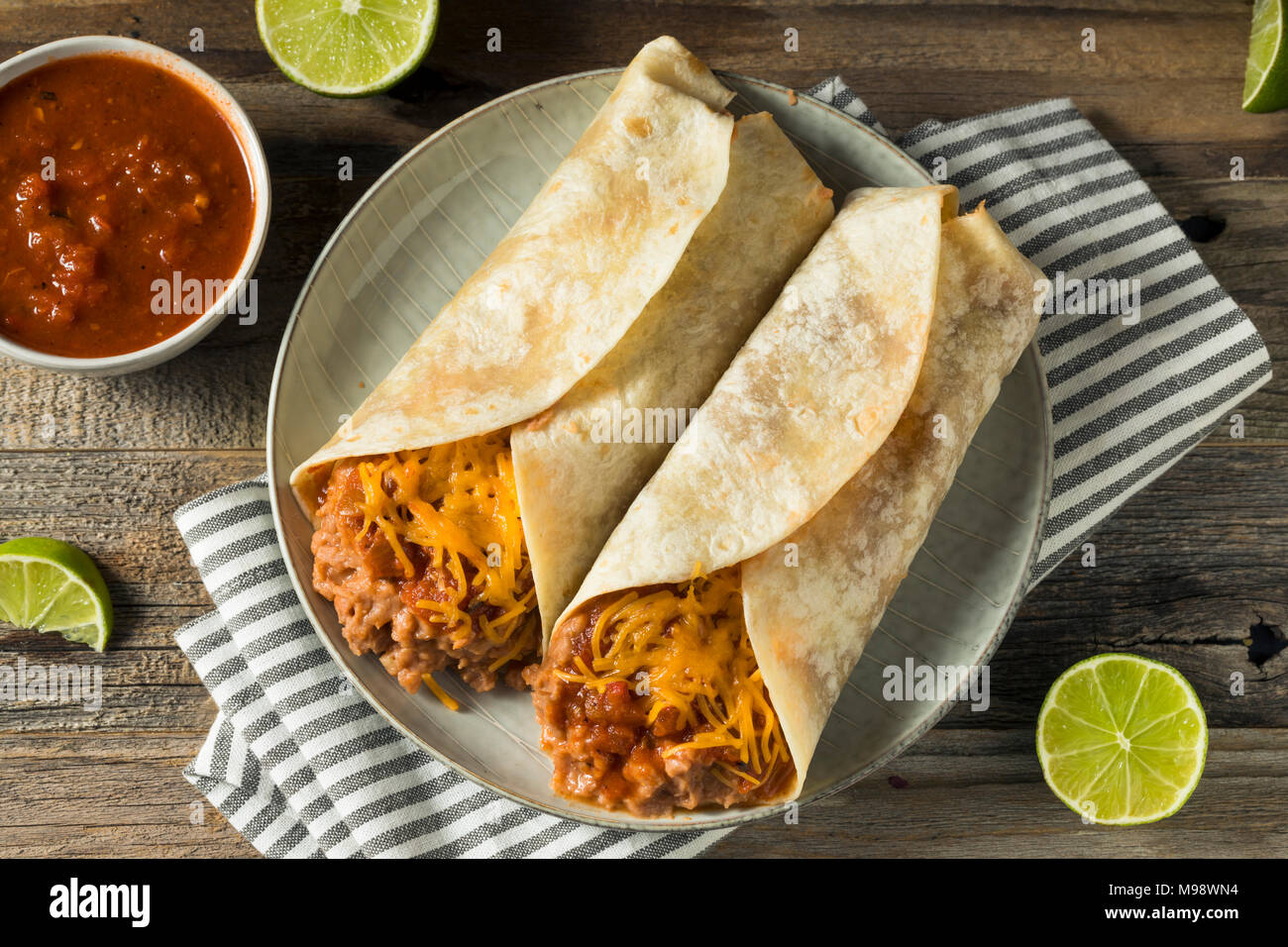 Homemade Bean and Cheese Burrito in a Tortilla Stock Photo Alamy