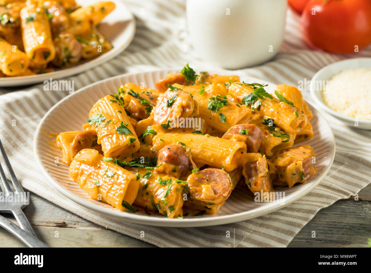 Homemade Sausage and Fennel Rigatoni with Cream Sauce Stock Photo Alamy