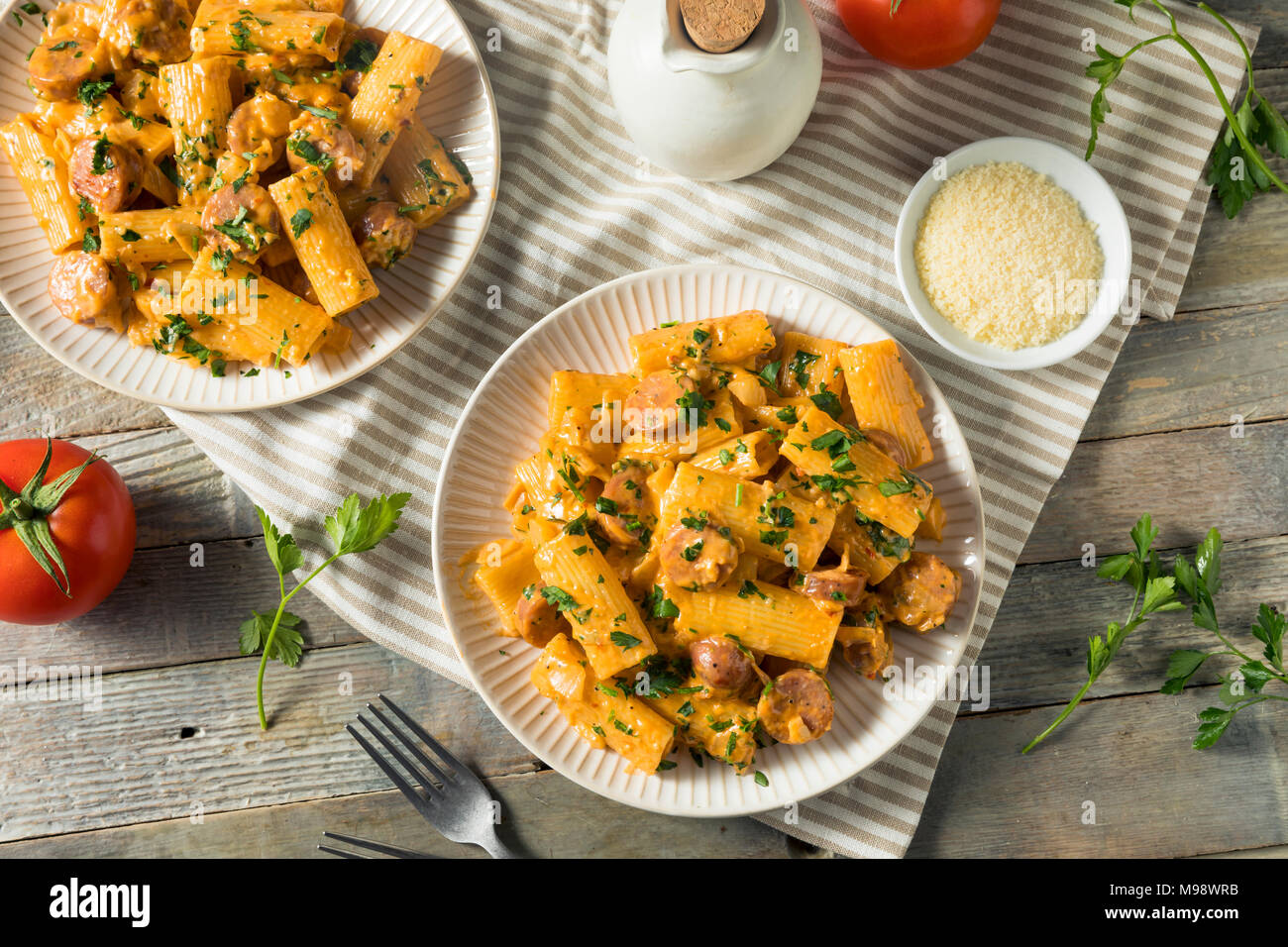Homemade Sausage and Fennel Rigatoni with Cream Sauce Stock Photo Alamy