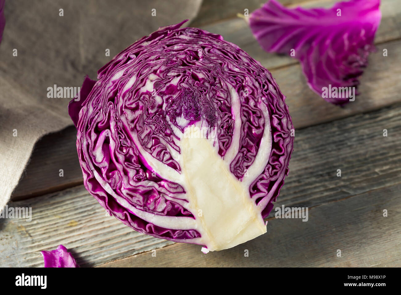 Raw Organic Purple Cabbage Ready to Chop Stock Photo Alamy