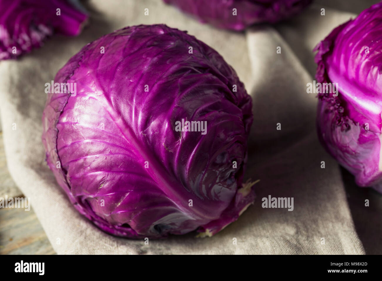 Raw Organic Purple Cabbage Ready to Chop Stock Photo Alamy