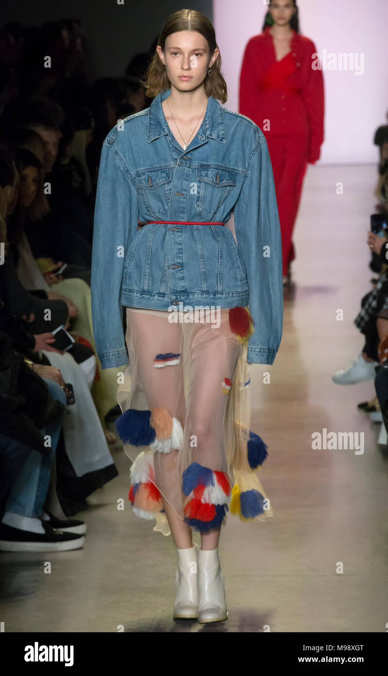 NEW YORK, NY - February 14, 2018: Soso Korell walks the runway at the Anna Sui Fall Winter 2018 fashion show during New York Fashion Week Stock Photo