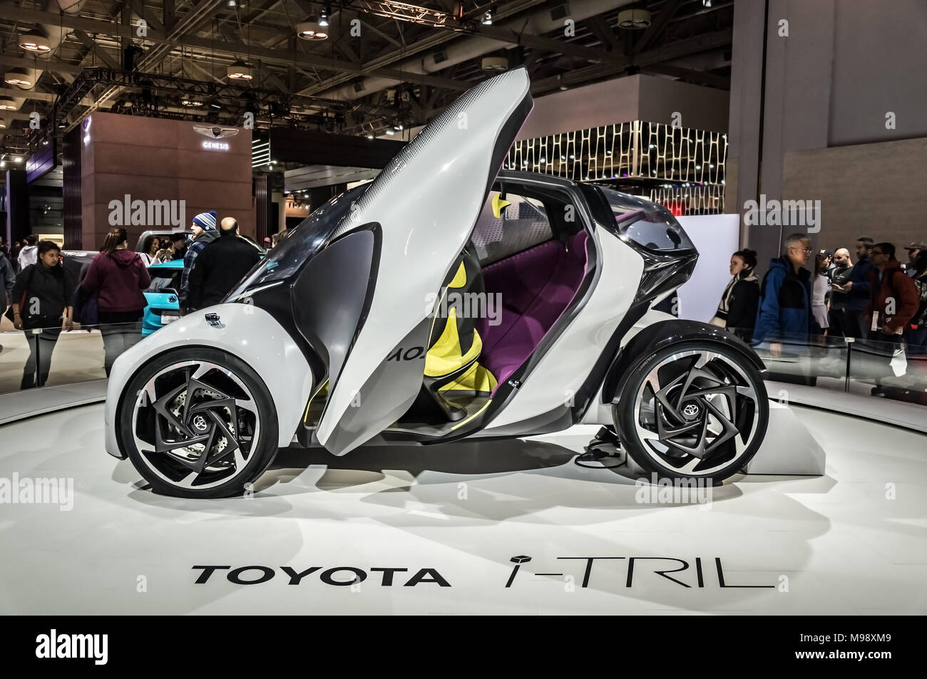 Toronto, Canada - 2018-02-19: Toyota i-TRIL Concept displayed on the Toyota Motor Corporation exposition on 2018 Canadian International AutoShow Stock Photo
