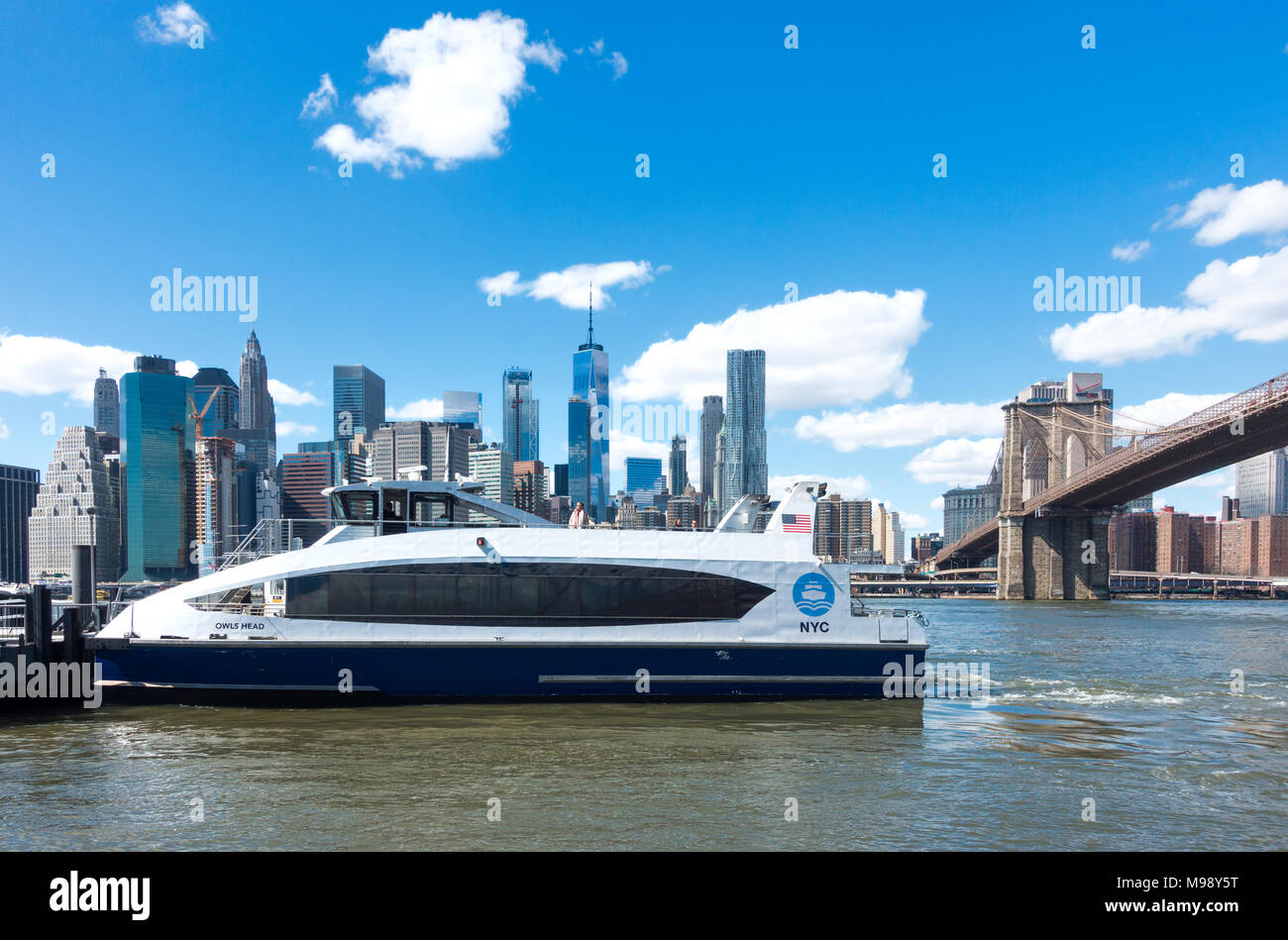 NYC Ferry at Dumbo dock in Brooklyn Stock Photo Alamy