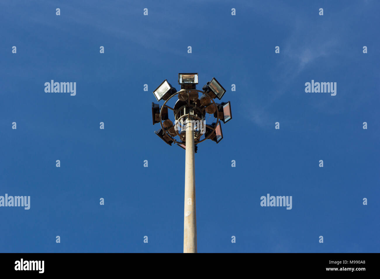 Spotlights shining road on the morning Stock Photo - Alamy