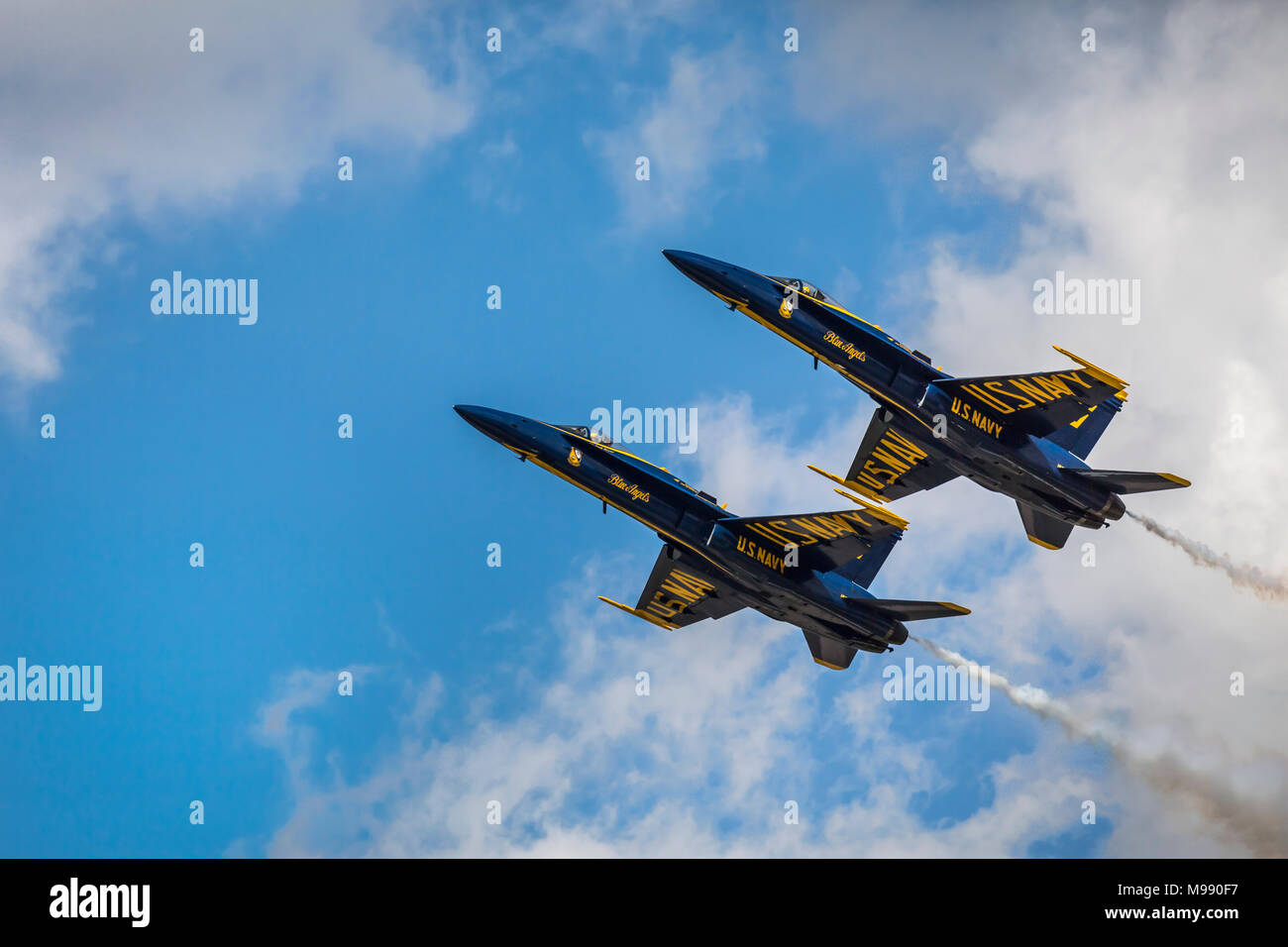 The Blue Angels air acrobatic team at the 2017 Airshow in Duluth, Minnesota, USA. Stock Photo