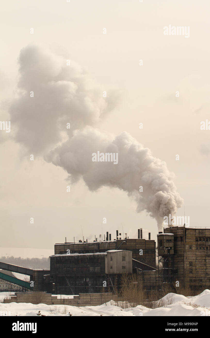 factory smoke pollution, environmental problems and air pollution Stock Photo