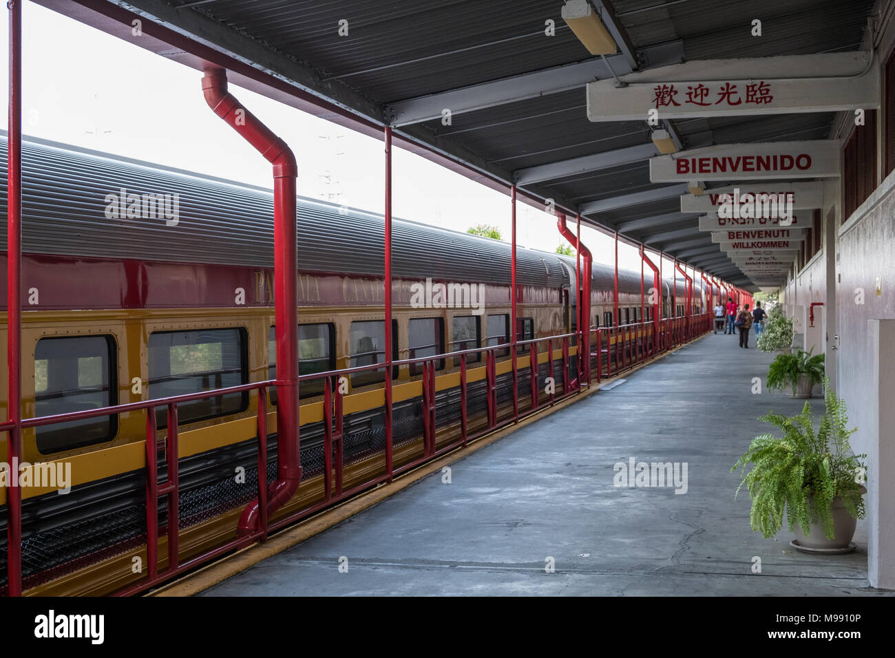 Panama City, Panama - march 2018: The Panama Canal Railroad train. The historic train connects  Panama City and Colon. Stock Photo