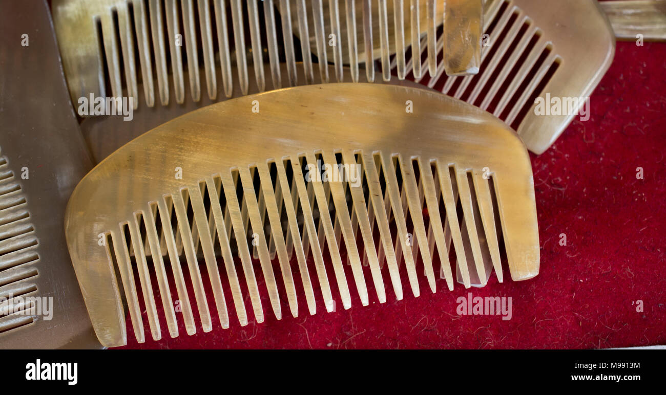 Set of brand new hand made horn comb Stock Photo Alamy