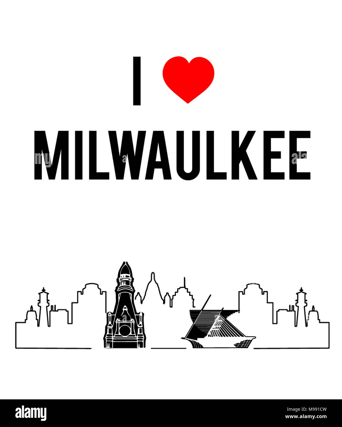 I love Milwaukee Stock Photo