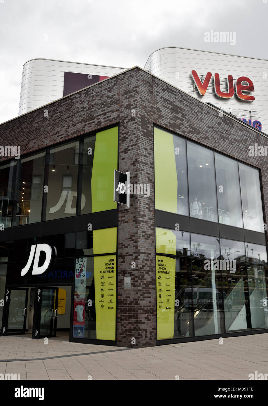 JD sports shop and Vue cinema at the rock triangle in bury lancashire