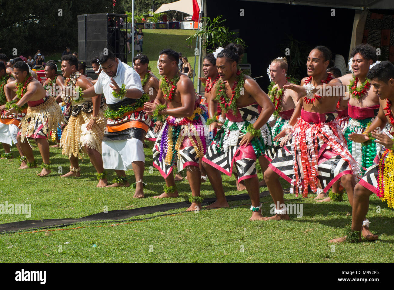 Tongan dancers at the Pasifica Festival. Auckland, New Zeland Stock