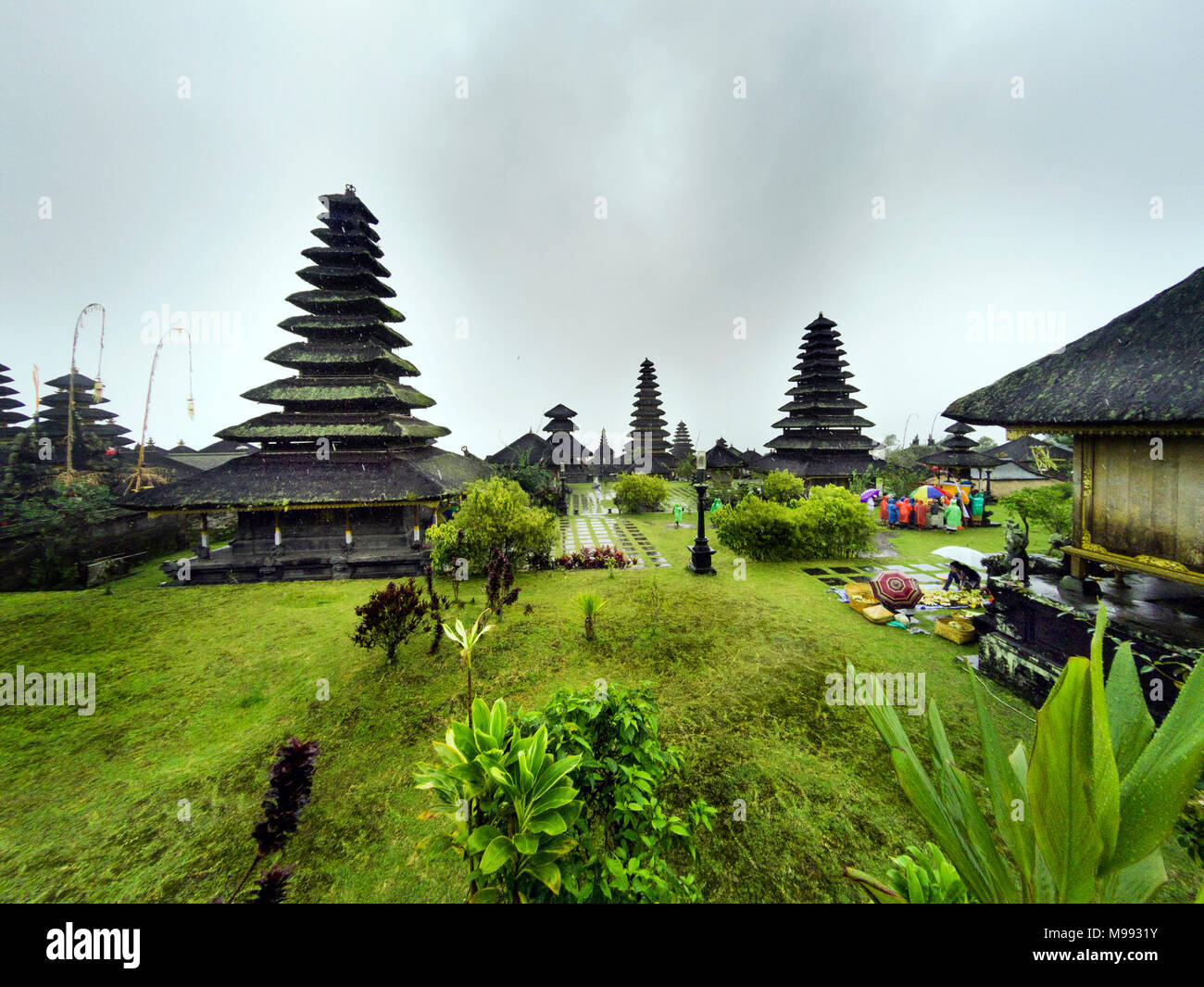 Besakih temple architectural at Bali Indonesia under a rainy weather. Stock Photo