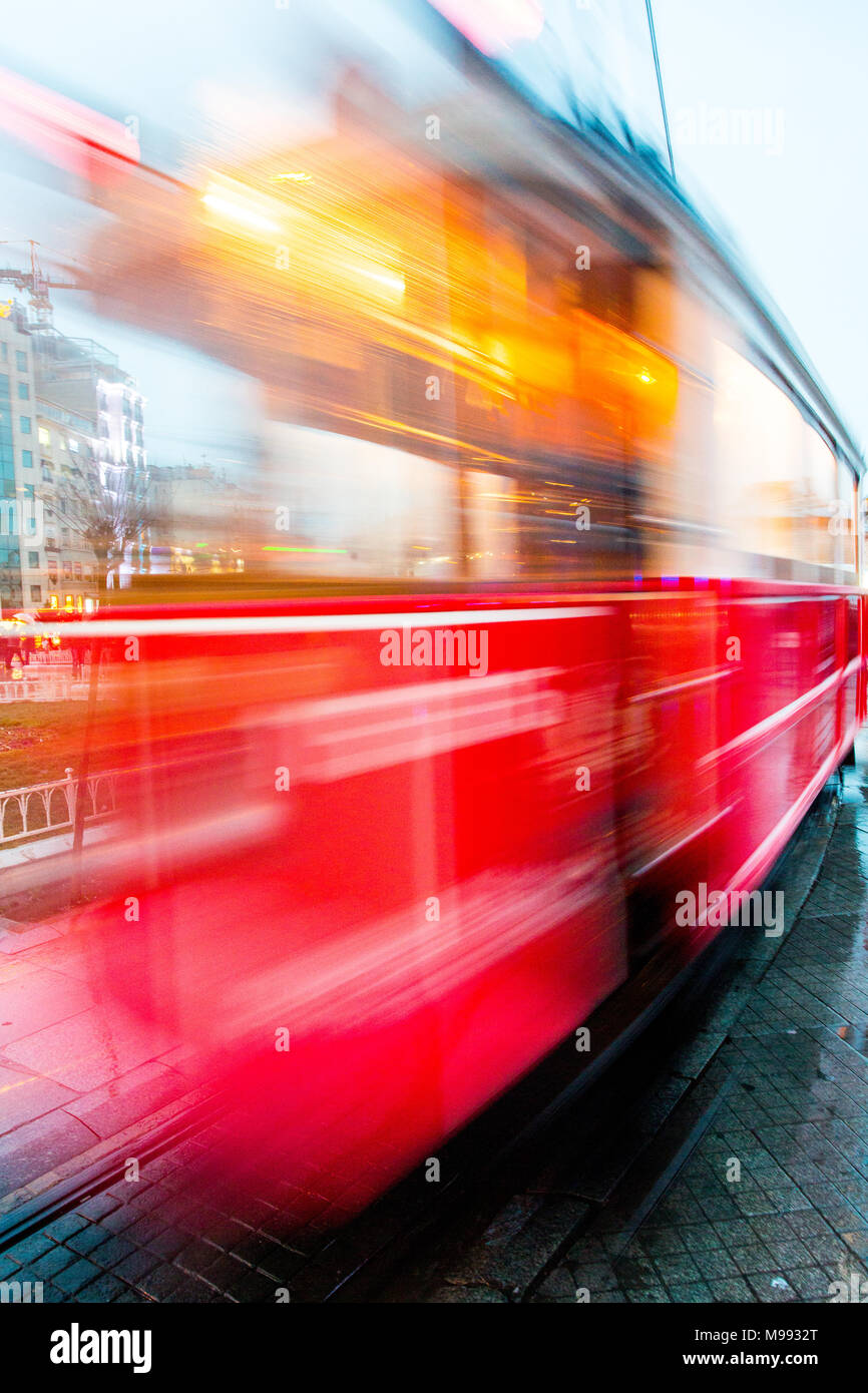 Tram in Taksim Square, Istanbul Stock Photo
