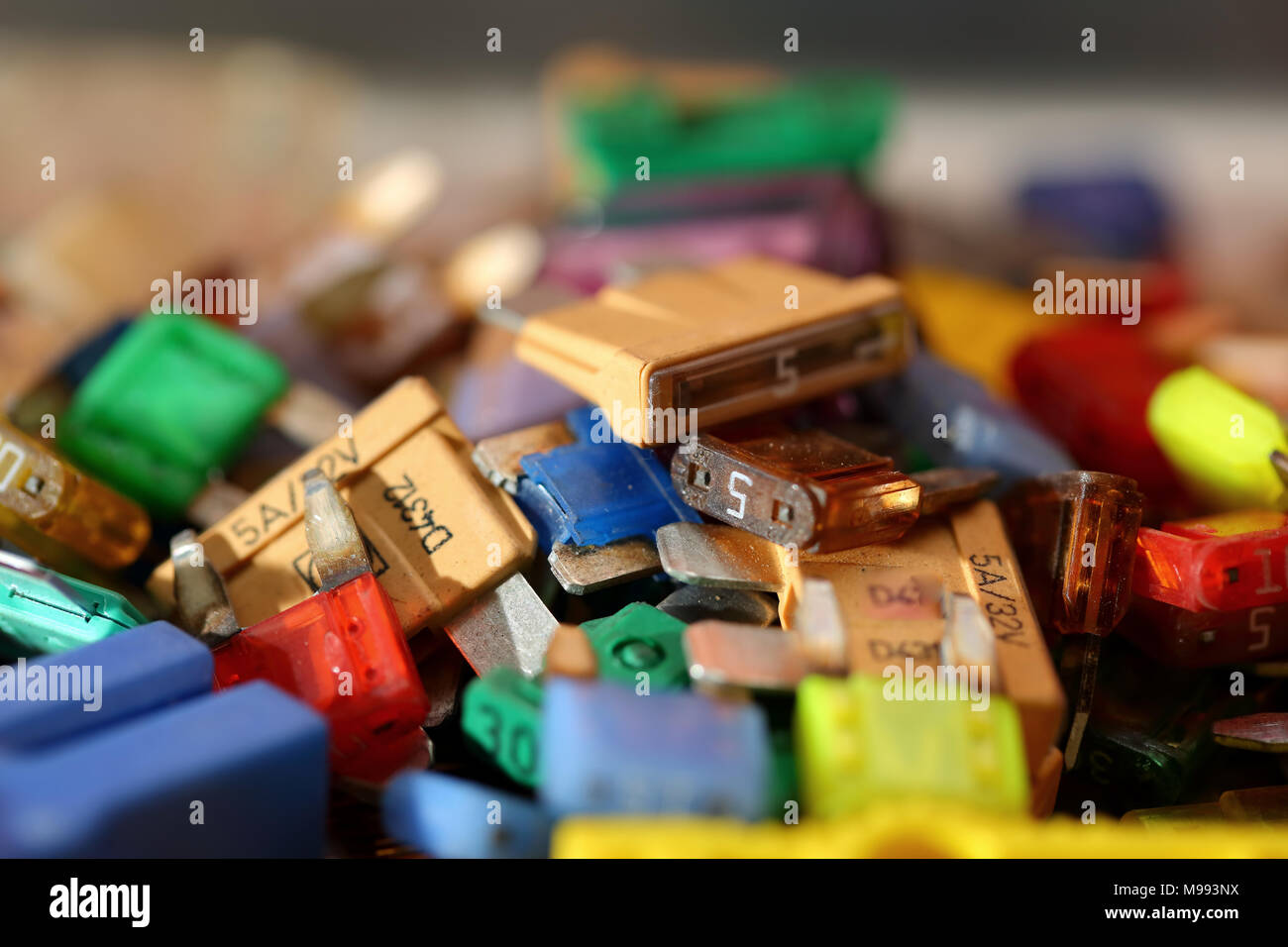 Automotive fuses come in different colors and each color is responsible