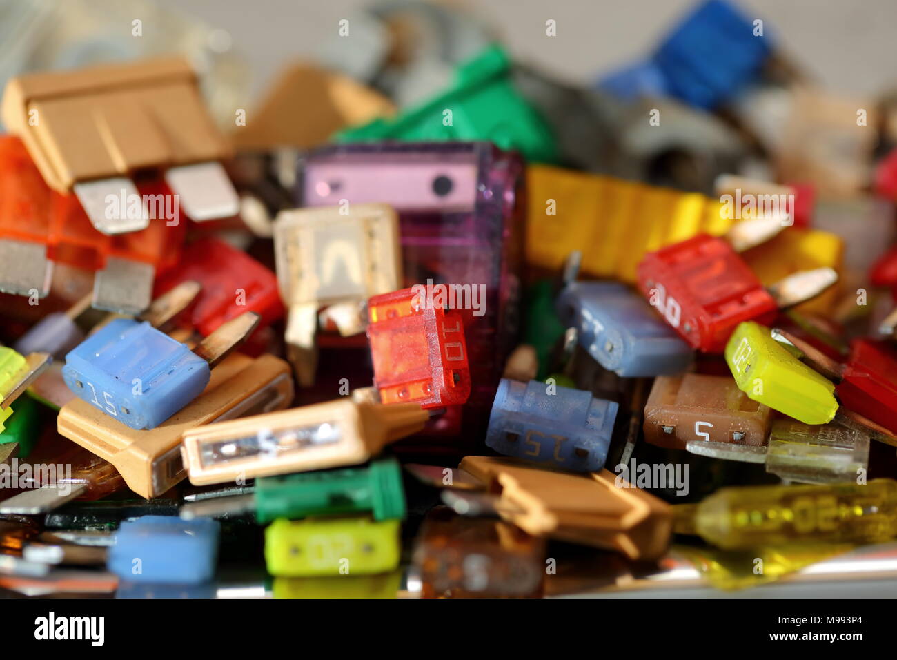 Automotive fuses come in different colors and each color is responsible for the specific value