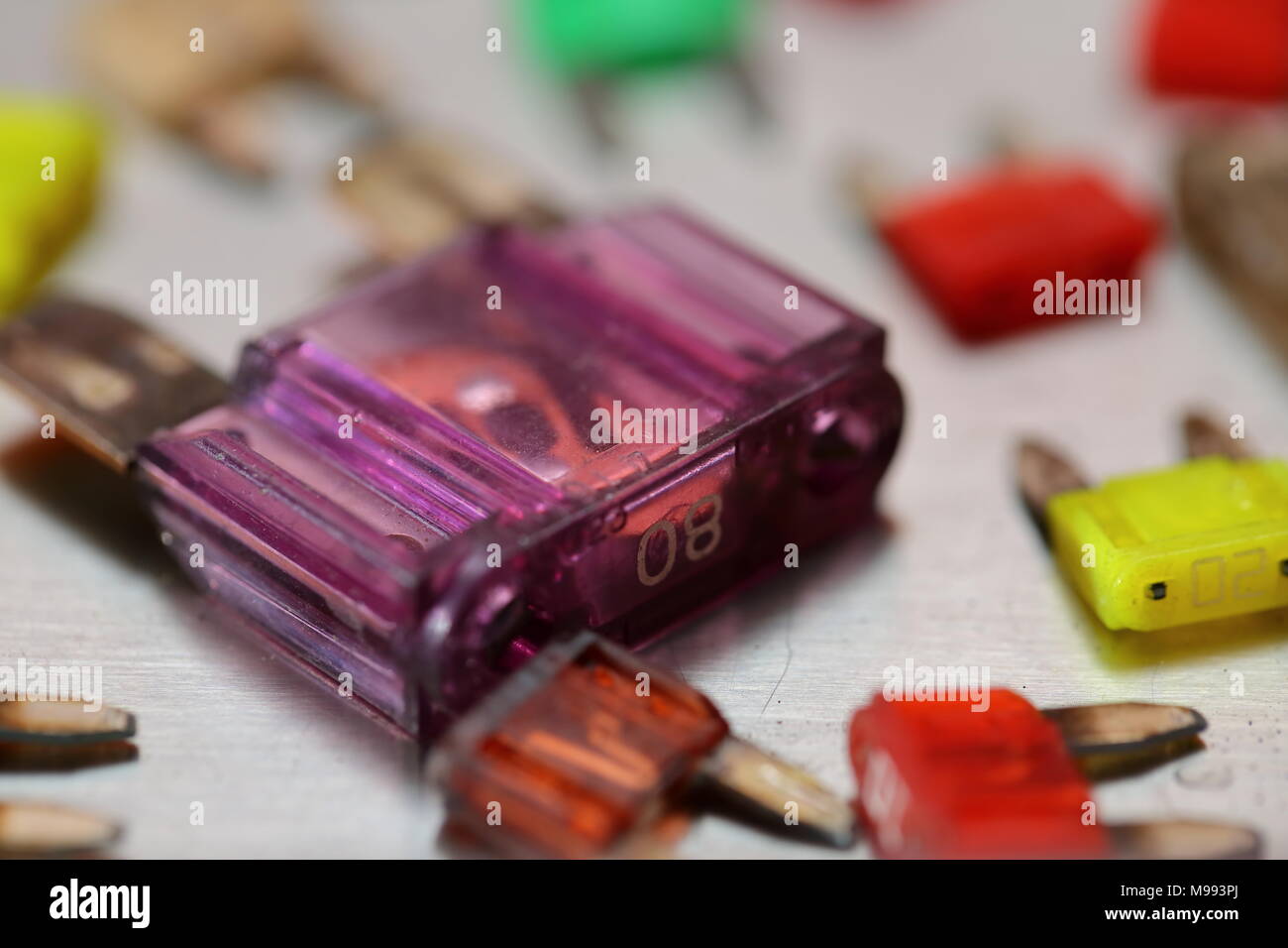 Automotive fuses come in different colors and each color is responsible