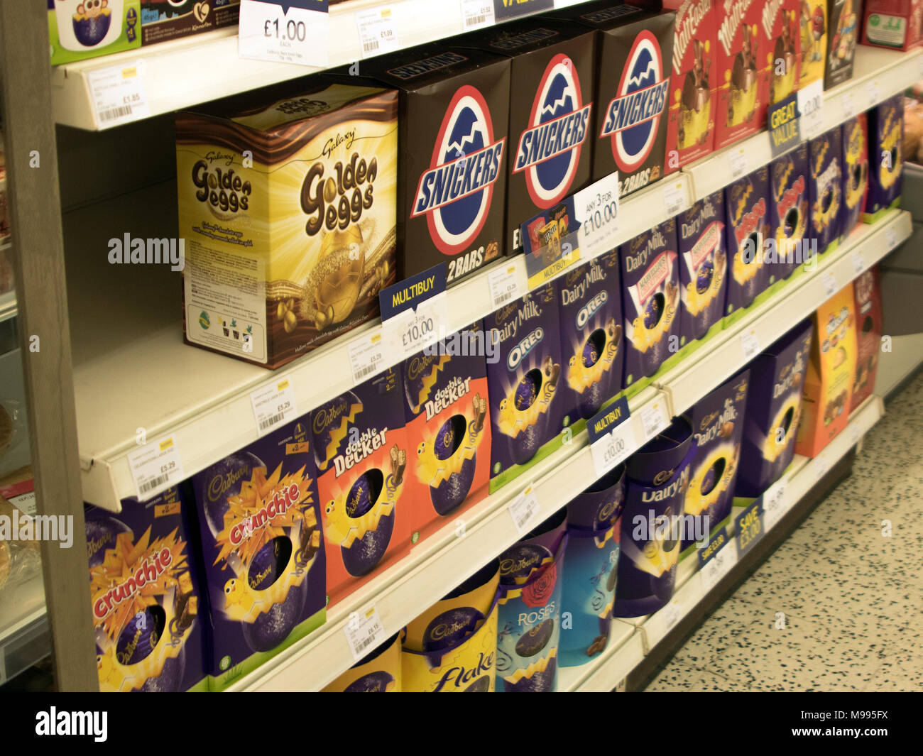 Easter eggs for sale in a supermarket Stock Photo