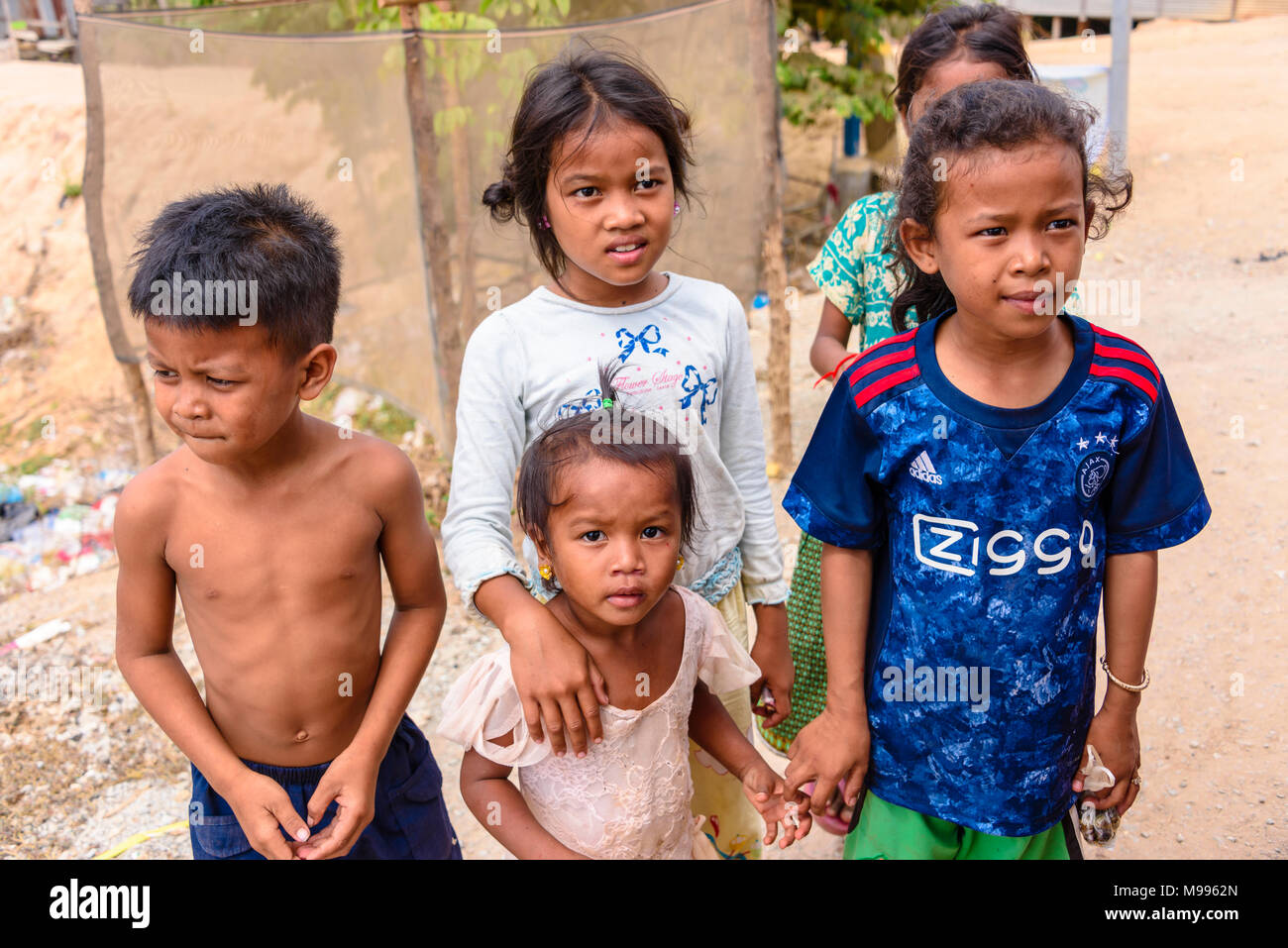 Cambodian children in a poor, rural village, Cambodia Stock Photo